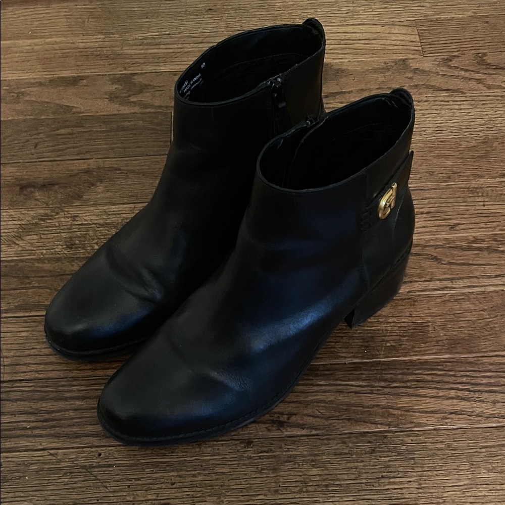 Cole Haan Holis Side Logo Black Ankle Boots
